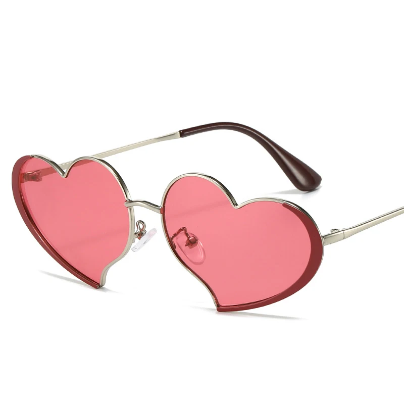 Y2K gafas de sol de Metal con forma de corazón para mujer, gafas gradientes para exteriores, gafas femeninas, tonos UV400, gafas de sol de Metal para mujer y Niña