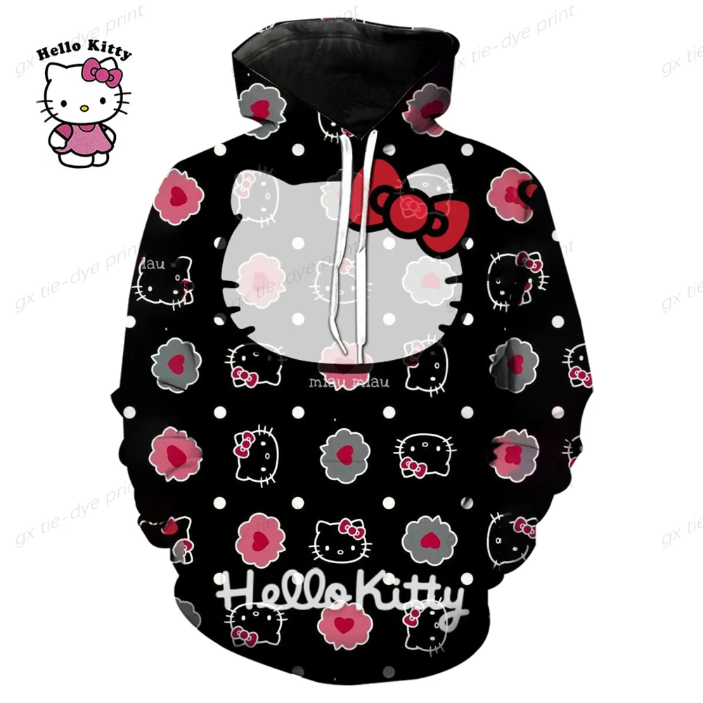 

Sanrio Anime Cute Printed Hoodies Women Cartoon Hello Kitty Y2k Korean Students Loose Sweatshirt Fashion Sweet Cardigan Clothing