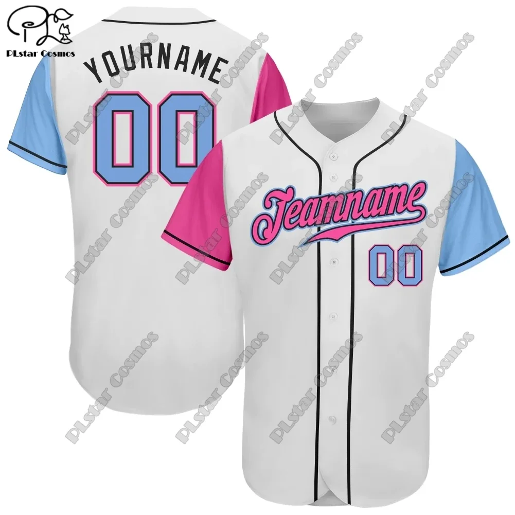 PLSTAR COSMOS Baseball Shirt Custom Name 3D Printing Summer Loose Slim Fit Unisex Sleeve Color Pattern Collection