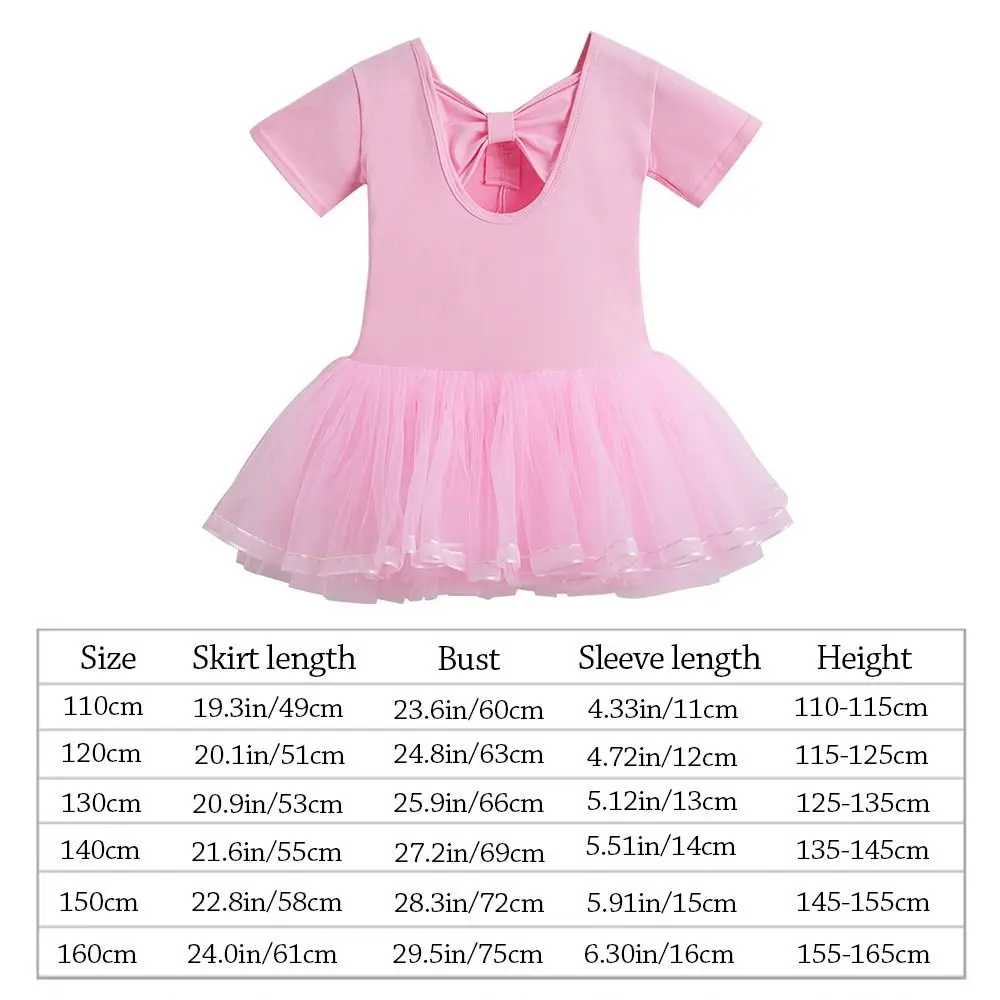 ชุดบัลเลต์เด็กแขนยาวผ้าฝ้ายประดับโบว์ ชุดแสดง ชุดปาร์ตี้ ชุดเต้นฟูฟ่องสำหรับเด็ก