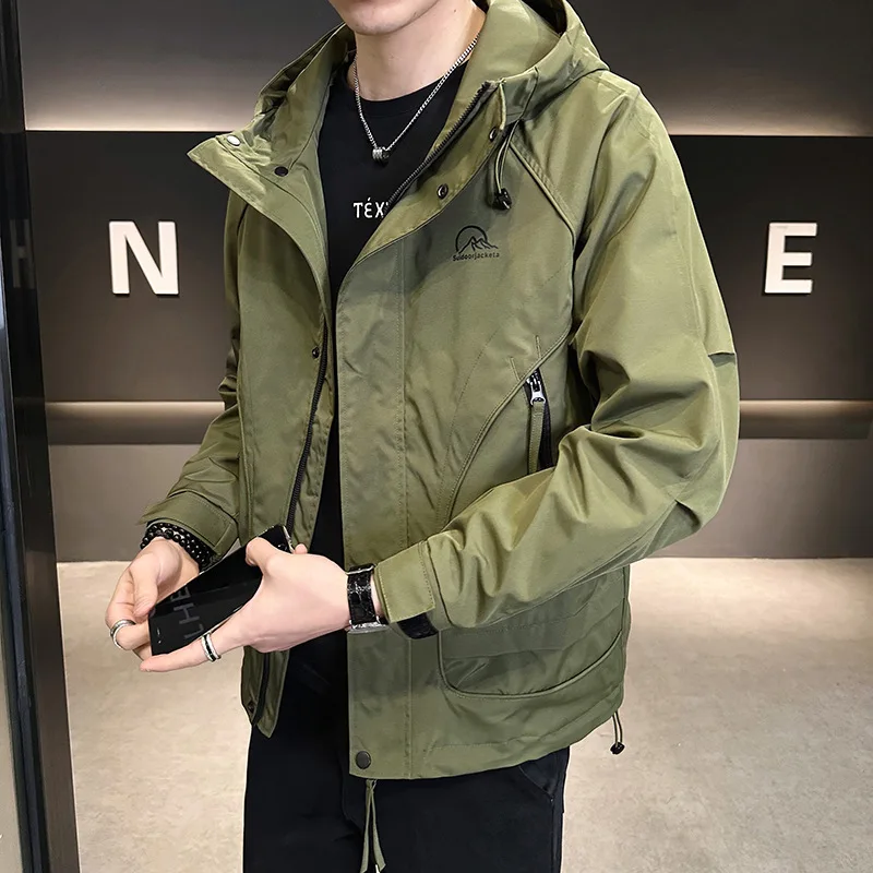 

Faionable ort Hooded Workwear Jaet Men's Spring New Sle Casual Versatile Clothes Cotton Blend Fabric Regular Fit