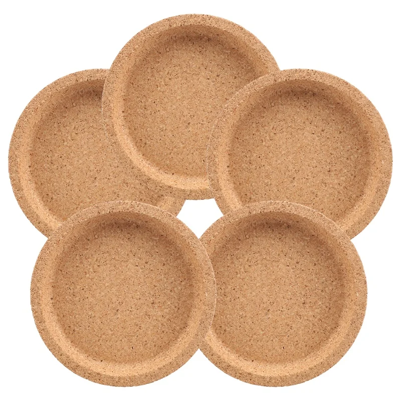 5 Pcs Cork Coaster For Beverage Coasters, Heat-Resistant Water Reusable Natural Round Coasters For Restaurants And Bars