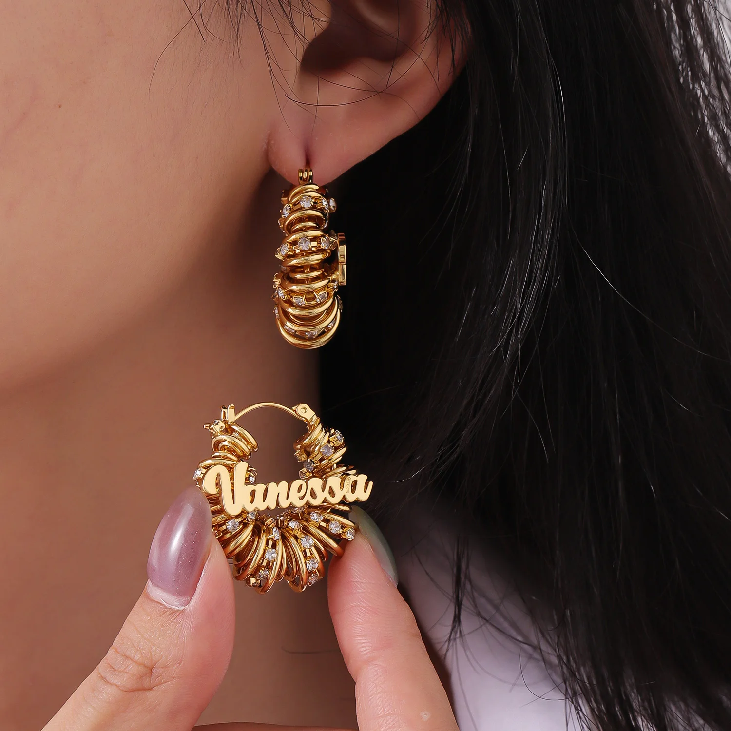 

Custom Name Earrings 18K Gold Stainless Steel Zircon Personalized Jewelry 2025 New Trend Gift for Women Christmas Birthday
