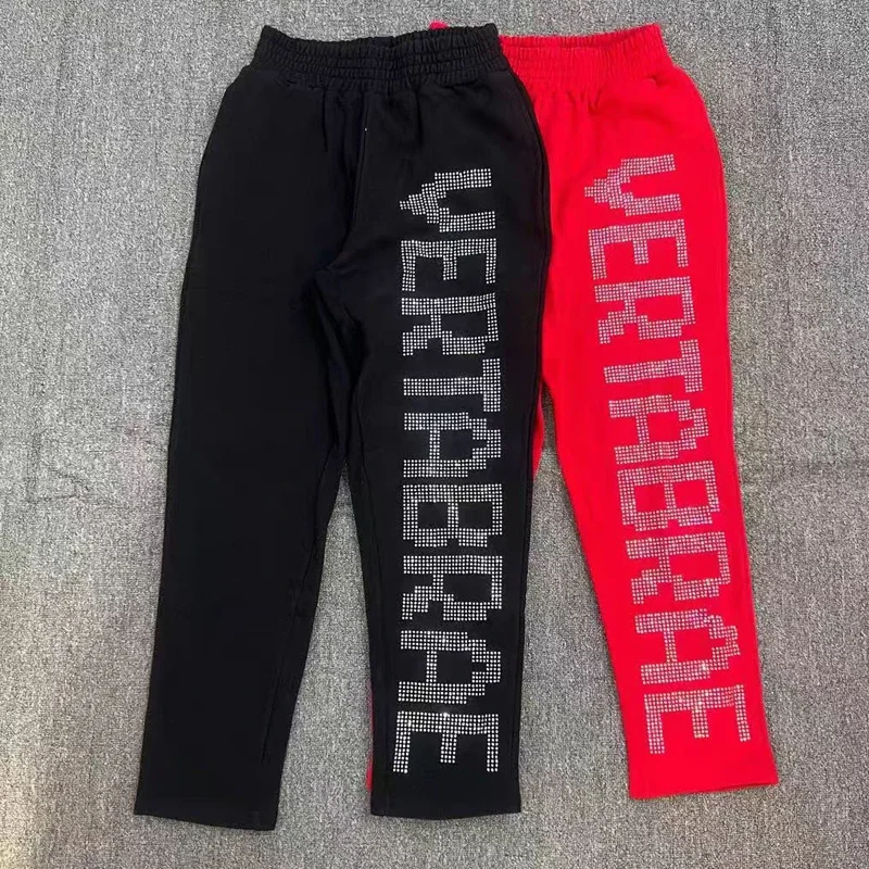 

Heavy Fabric High Quality VERT Pants Hot Drilling Stereoscopic Letter Pocket High Waist Telescopic Casual Vertabrae Sweatpants