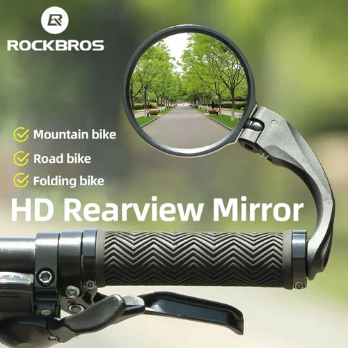 Imagen 2 del producto ROCKBROS Espejo de bicicleta de carretera de montaña Espejo retrovisor de bicicleta plegable HD 360 °   Manillar ajustable con aspecto de cristal, accesorios para PC MTB