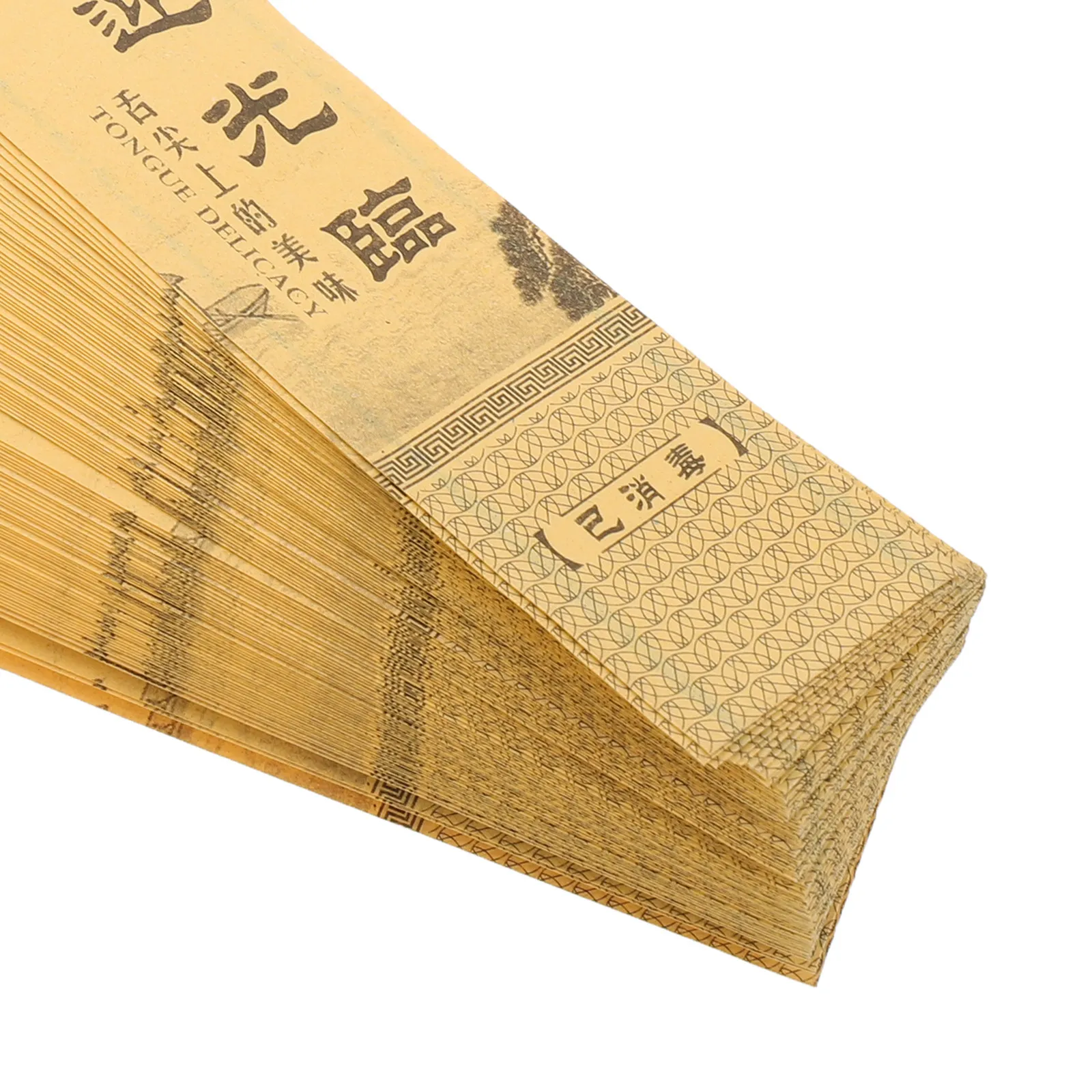 1000Pcs Chopstick Sleeves Disposable Kraft Paper Japanese Style Flatware Paper Bags Qingming Scroll Design Kitchen Disposable