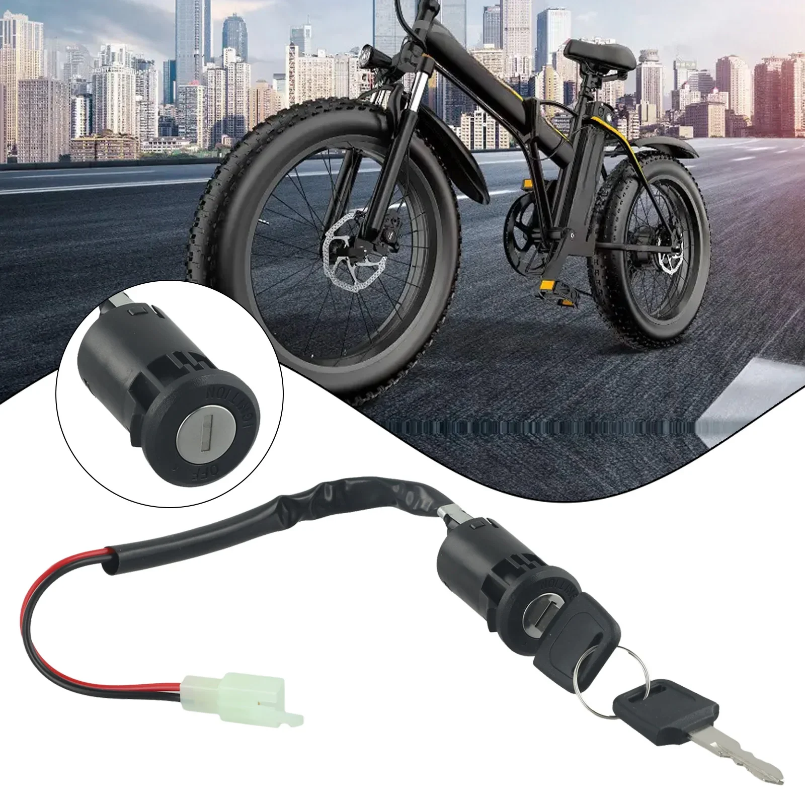 1set Electric Bike Scooter Tricycle Ignition Key  Switch 2 Wire Position Lock And Key Electric Motorcycle Practical Accessories