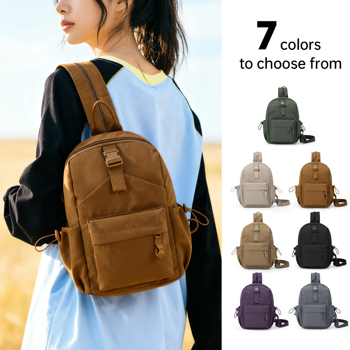 Outdoor Solid Color Crossbody Bag, Multifunctional Small Backpack, Stylish Multifunctional Chest Bag, Hiking and Mountaineering Bag, Shoulder Bag for Students