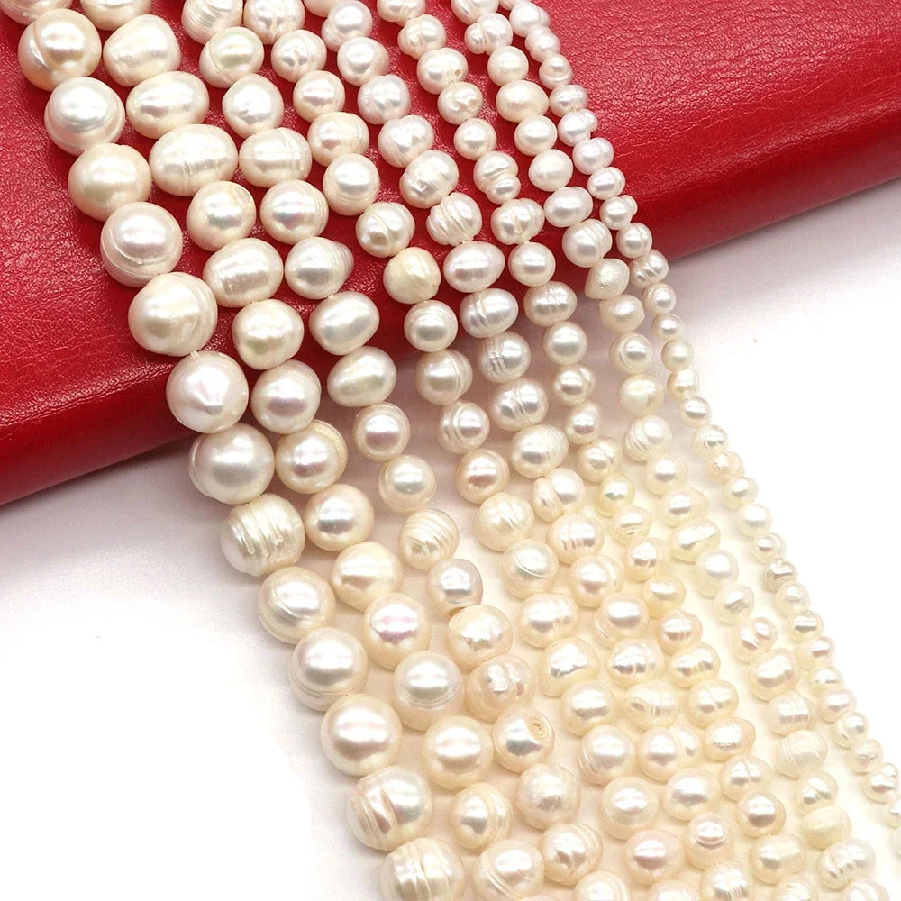 

1strand 1.8-13mm Natural Freshwater Pearl Loose Beads Round Potato Shaped White Color Beads DIY for Making Necklace Bracelet