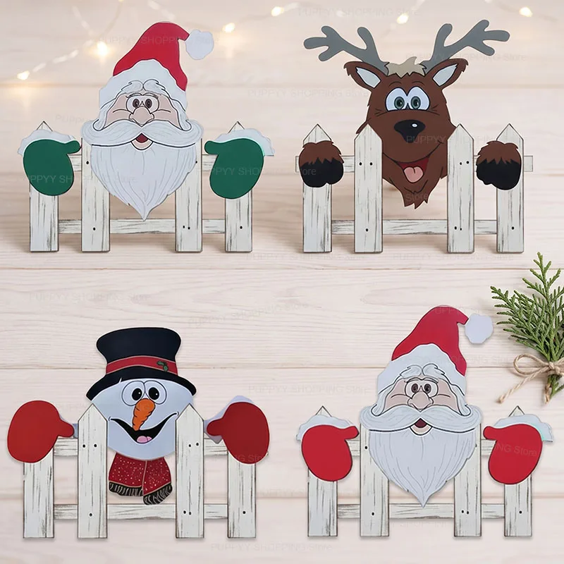 Christmas Fence Decoration, Santa, Snowman and Reindeer Peeker Yard Ornament for Outdoor Garden Gate, Wall and Holiday Display view 6