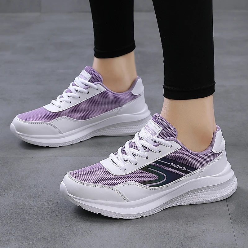 

Girls Big Size 35-42 Marathon Running Shoes Purple Women Athletic Trainers Light Weight Lady Sports Exercise Jogging Shoes