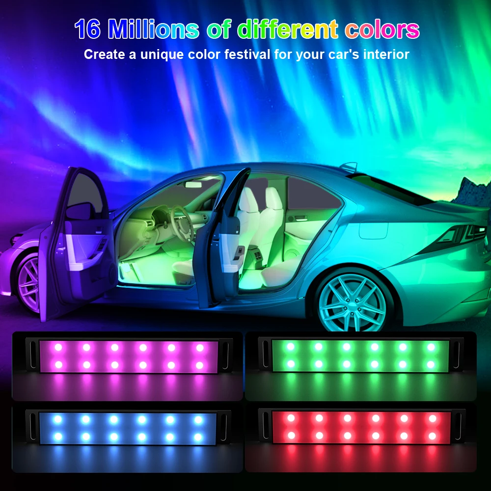 Universal Neon RGB LED Auto Umgebungs Fuß Streifen Licht mit APP Steuerung Off-Road 4x4 SUV Innen atmosphäre Auto Dekorative Licht