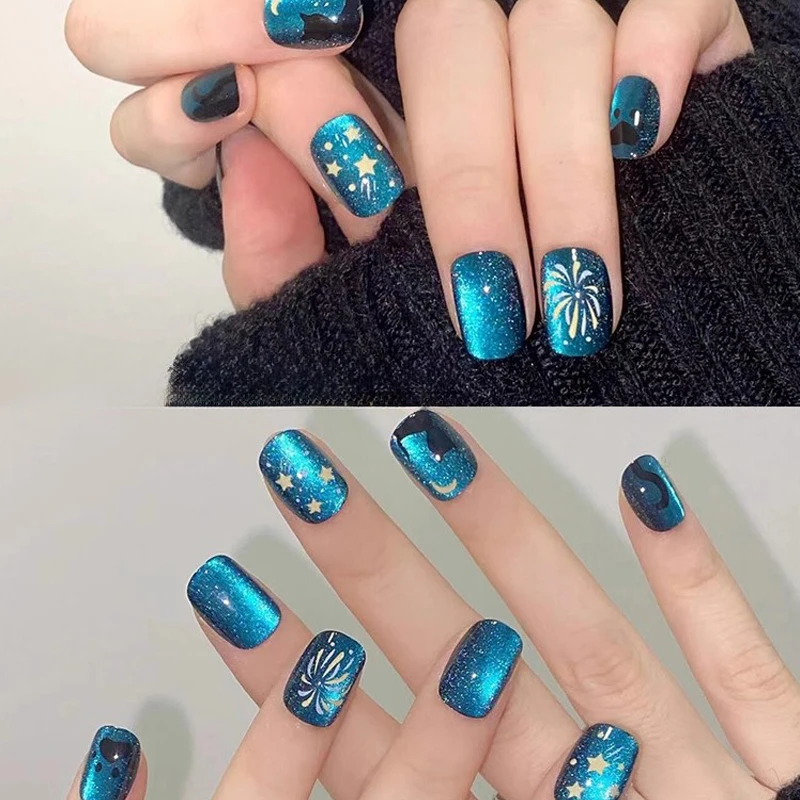 Stampa per occhi di gatto sulle unghie - Punte per unghie finte adesive, set di punte per unghie riutilizzabili per le donne