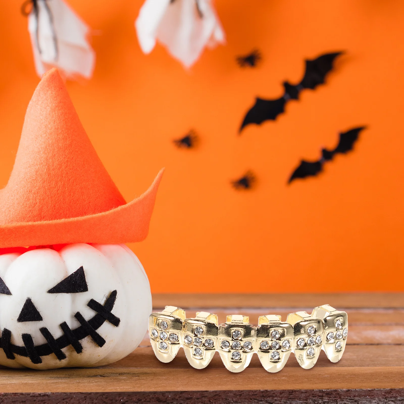 

1Set Copper Metal Teeth Grill Caps Hip Hop Party Props Single Mouth Grill Rapper Cosplay Accessories Tooth Gems