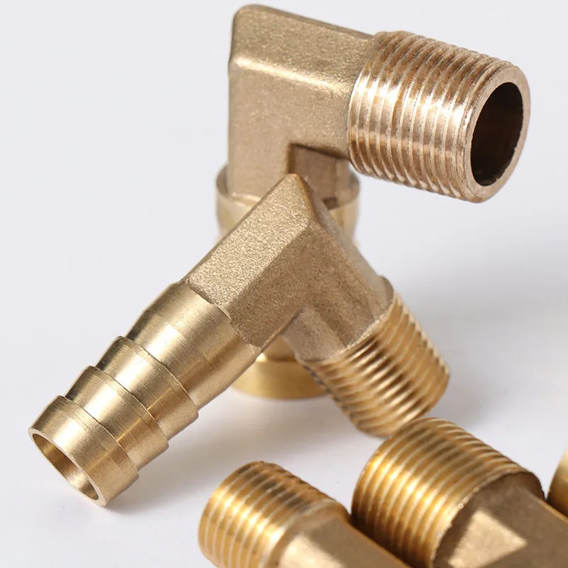 Quick Coupling For Hose Brass Barb Fitting Elbow 6 8 10 12 16mm To 1/4 1/8 1/2 3/8 BSP Male Thread Connector Joint Adapter Gold