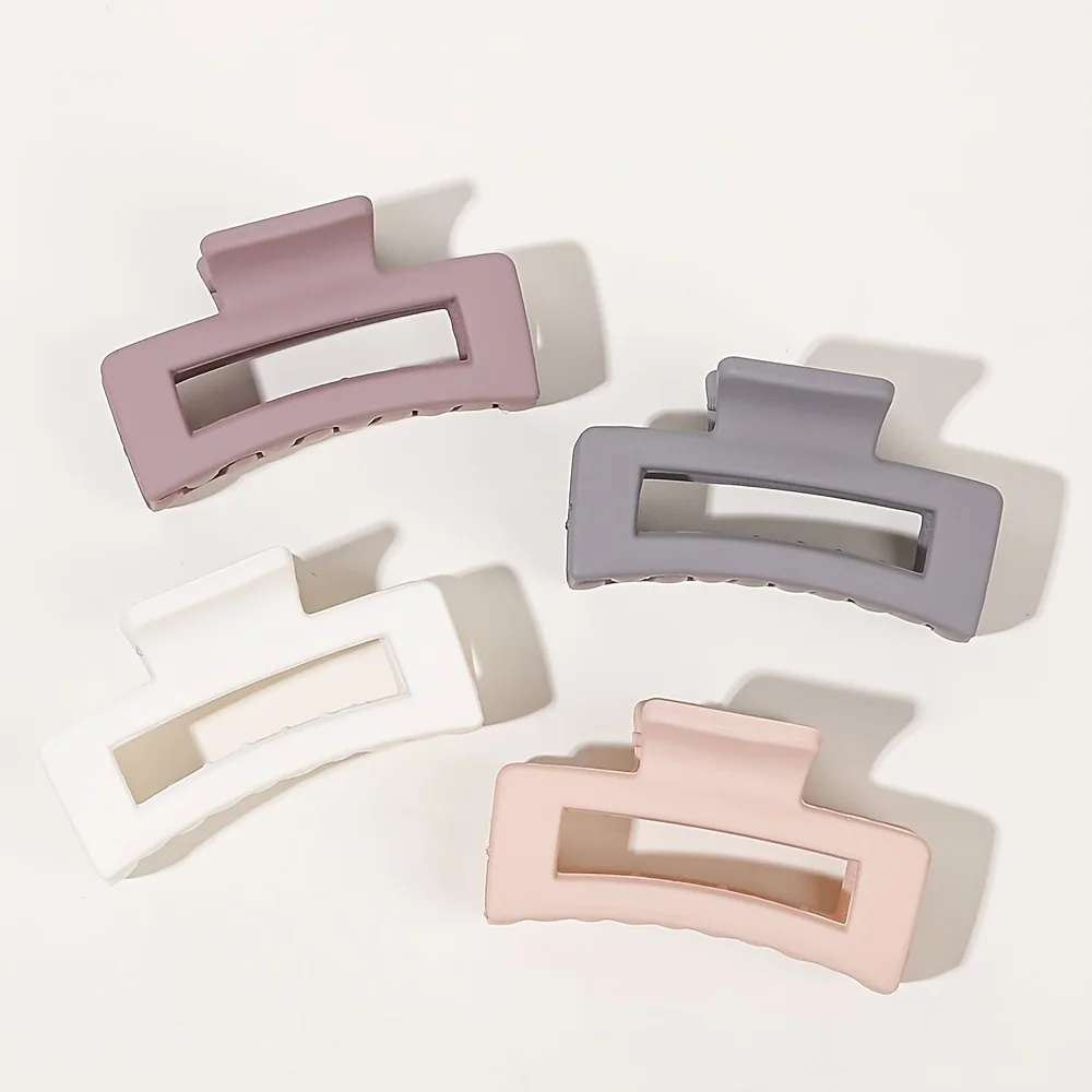 Sweet Girl Candy Color No Trace Matte Square Hollow Hair Claw Clip for Girls