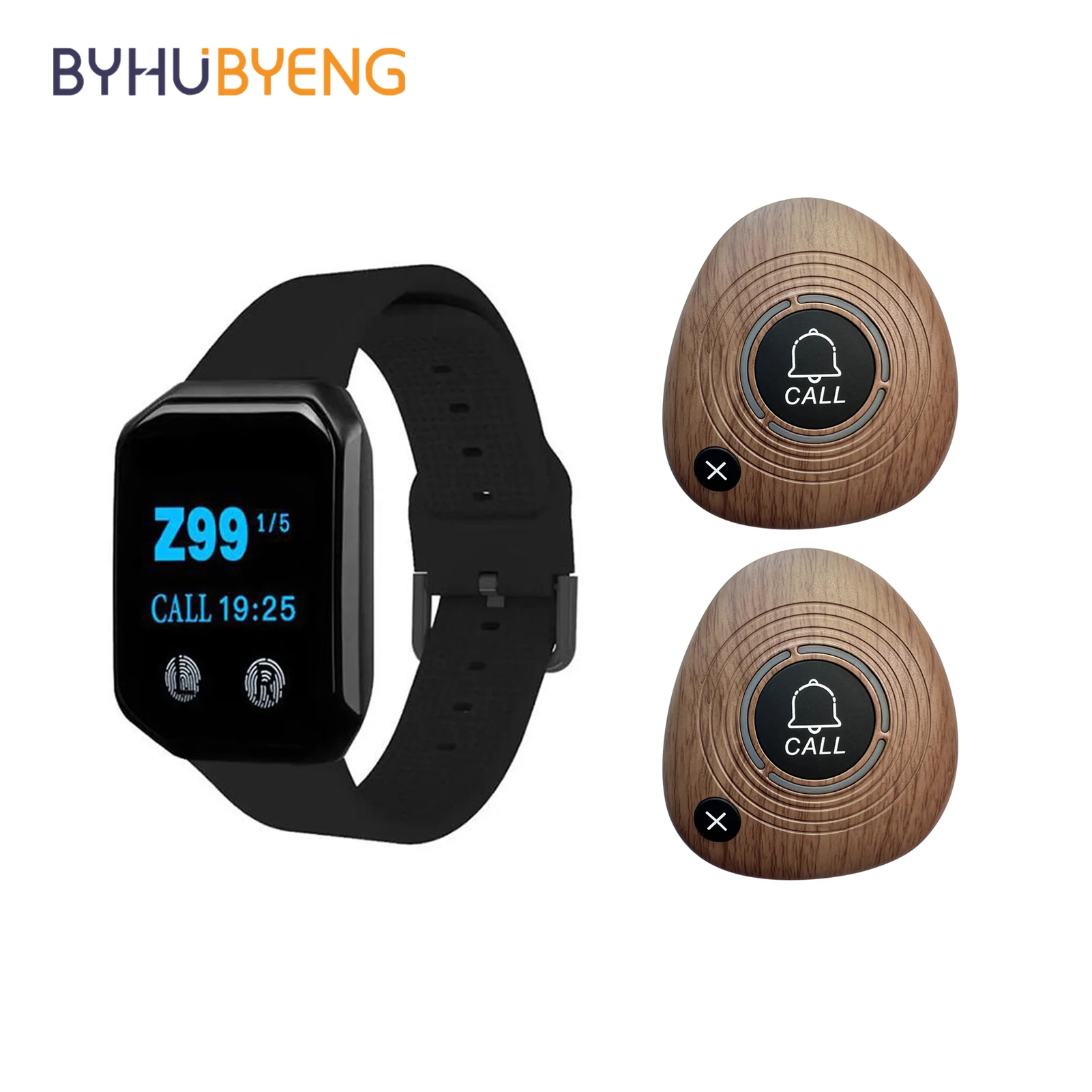 BYHUBYENG Waiter Watch Pager For Restaurant Table Calling System 1 Watch Receiver +2 Call Button Hookah Customer Service