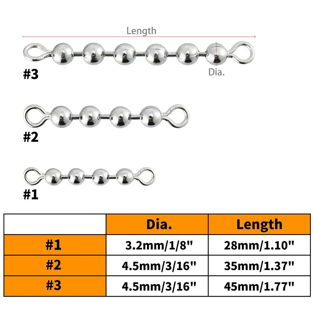 Solid Ring Fishing Snap Connector 360 degree rotation Stainless Steel fishing Rolling Swivel Swivel ring 4/6 beads