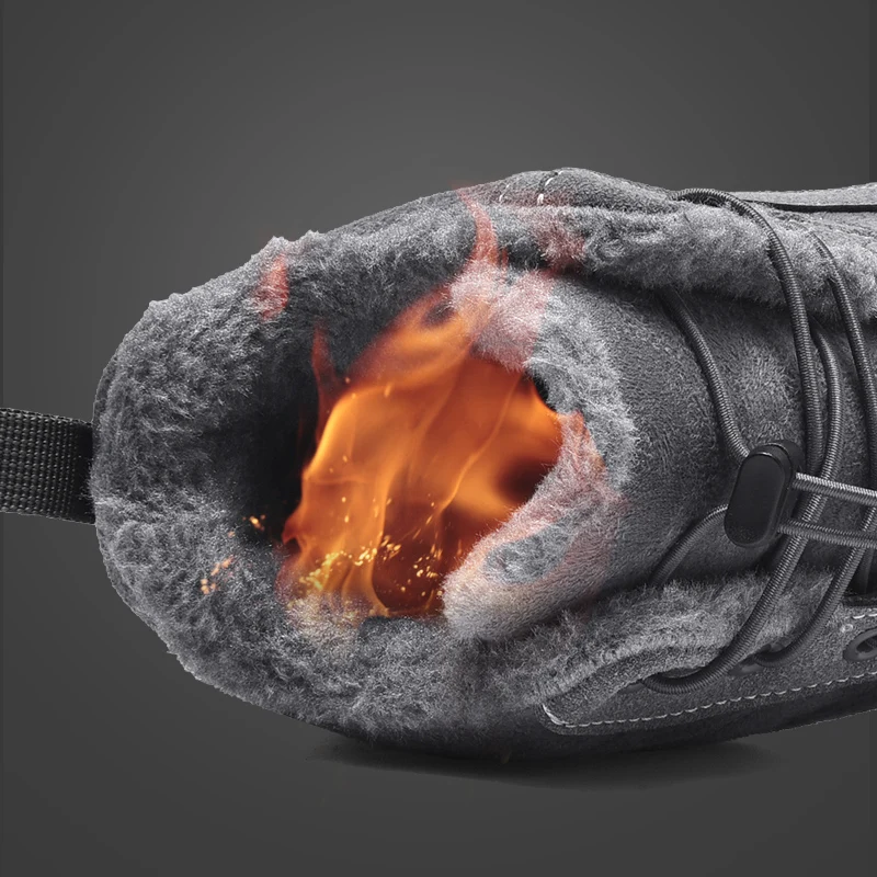 2026 New Men's Winter High Top Hiking Boots Plush Lining Warm Snow Boots Anti Slip Outdoor Cotton Boots Male Casual Ankle Shoes - view 5