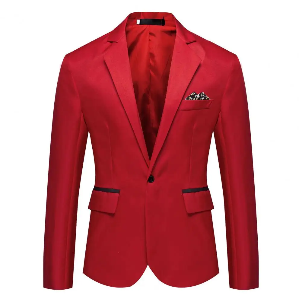 

2026 Men Blazer Black Red Blue Blazer Jacket Suit Coat Business Leisure Slim Fit Fashion High Quality Single Button Suit Coat