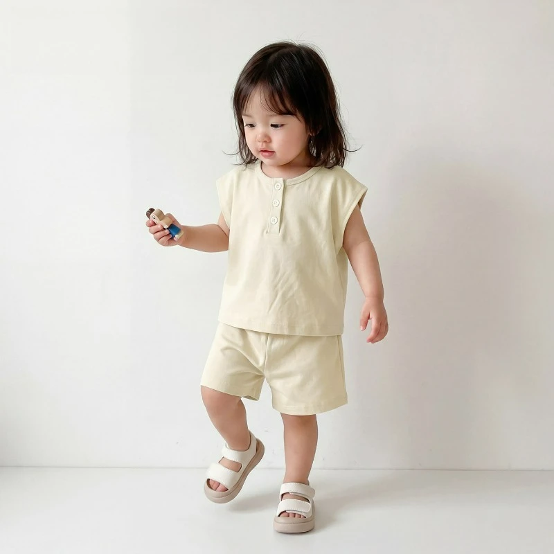Summer Kids Cotton Loungewear Set: Boys Girls T-Shirt Tops & Shorts 2-Piece Baby Clothing Outfit Combo