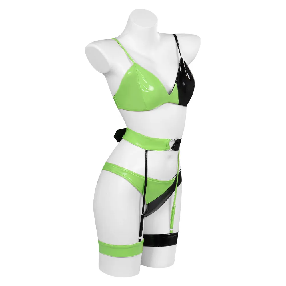 Shego Costume Cosplay Lingerie Biancheria intima sexy Top Pantaloni Abiti Halloween Carnevale Festa Travestimento Vestito per donne Donne Adulte