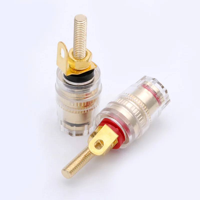 4PCS 4MM Binding Post HIFI Cable Terminals Gold Plated, Red+Black Color Binding Post Amplifier Speaker Connector,R Connector