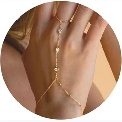 Fashion 14K Gold Silver Bracelets for Women Dainty Trendy CZ Crystal Beaded Hand Chain Bracelets Jewelry for Girls