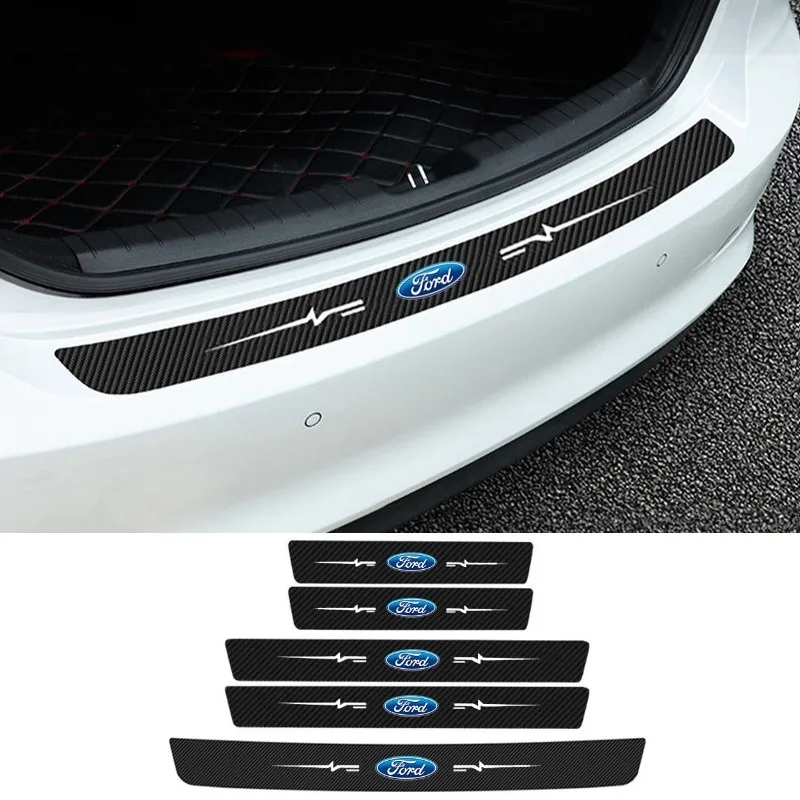 Car Door Sill Protector Strips Rear Trunk Sticker for Ford Mustang Fiesta F150 Edge Explorer Ranger Focus Mondeo Ecosport Escort