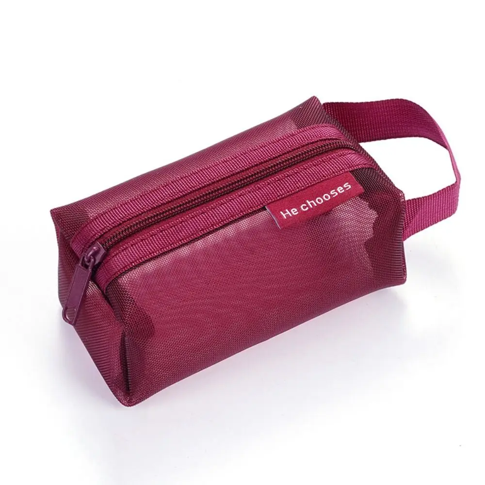 

Fashion Portable Square Mesh Storage Pouch Lightweight Breathable Mini Zipper Coin Purse Large Capacity Key Bags