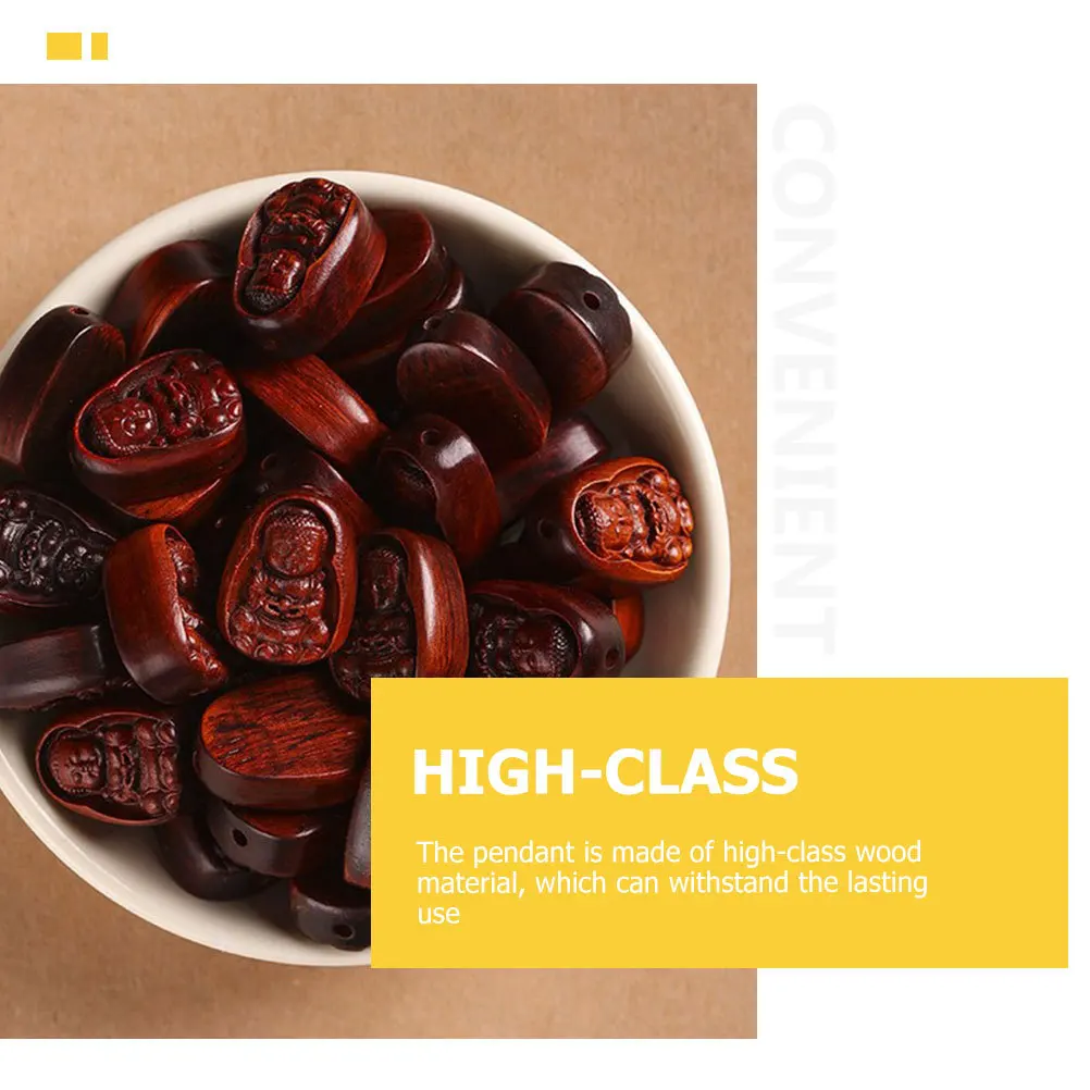 

2Pcs High-Class Wood Buddha Keychain Pendant Vintage Style Ornament for Bag Hanging Decor DIY Project Wood Buddha