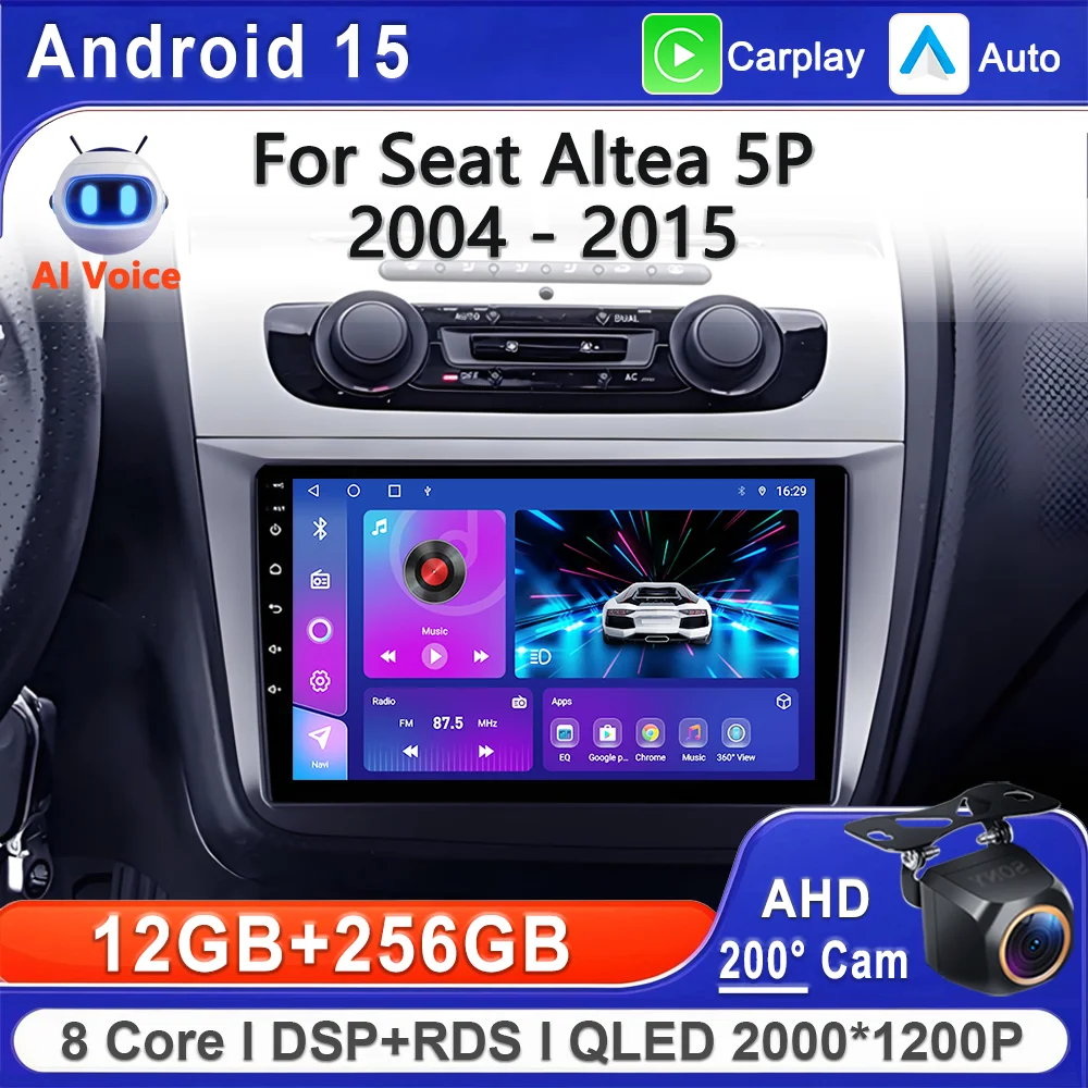 2K Incell Screen Android 15 Multimedia For Seat Altea XL Toledo 2004-2015 Stereo Head Unit GPS Navigation High-performance CPU