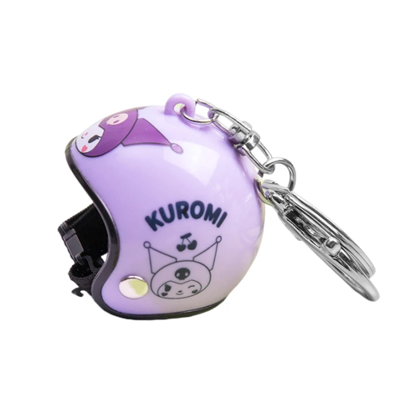 Sanrio Kuromi Melody Helmet Shape Keychains Kawaii Hello Kitty Cinnamoroll Toy Doll Bag Ornament Keychain Car Pendant Gift