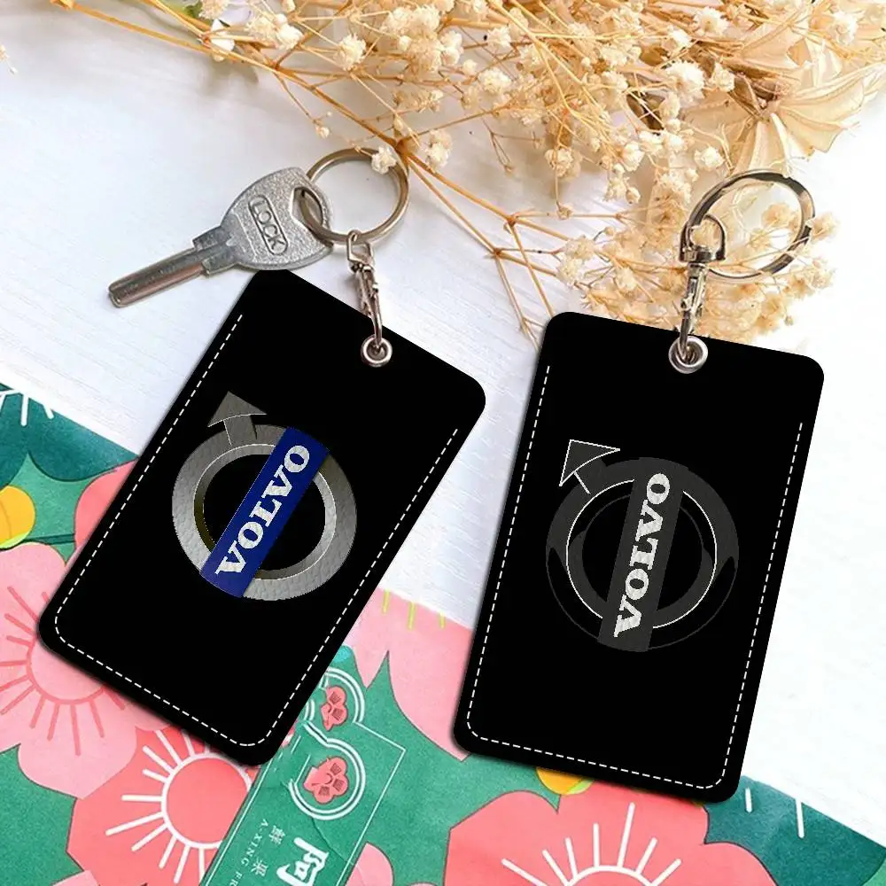 

Брелок-держатель для карт V-VoLvo из искусственной кожи, 1 шт., для ключей, брелок для ключей от двери, брелок для ID-карт