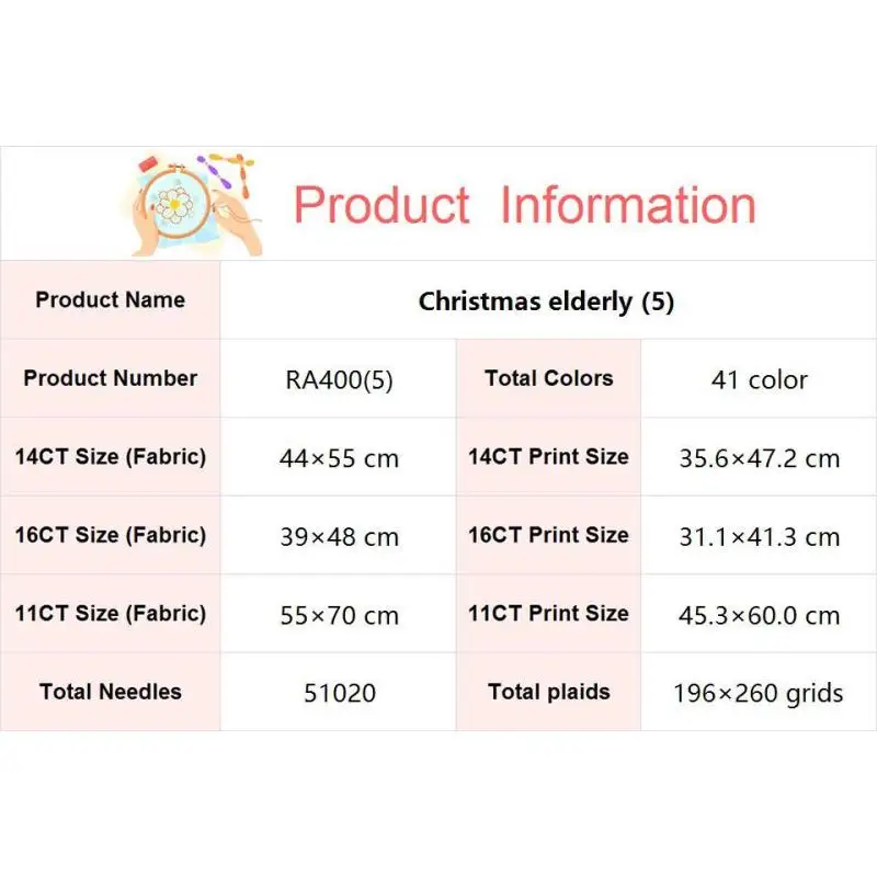Christmas Cross Stitch Kit Santa Claus Patterns DIY Hand Embroidery 14CT 16CT 11CT White Counted Canvas Printed Cloth Sewing Set