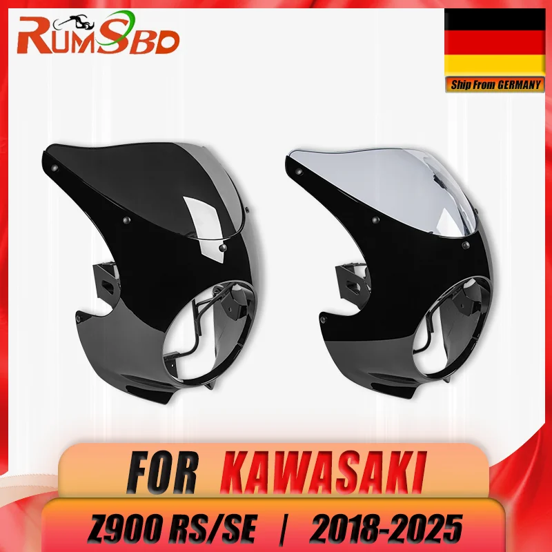 Retro Frontscheinwerfer Verkleidung Windschutzscheibe Motorrad Windschutzscheibe Universal Fit für Kawasaki Z900RS SE 2018-2025