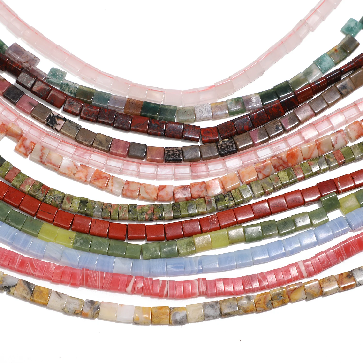 Natural Stone Double Hole Beads Two Hole Agate Jasper Rectangle Beads for Needlework DIY Bohemia Bracelet Necklace Jewelry 20pcs