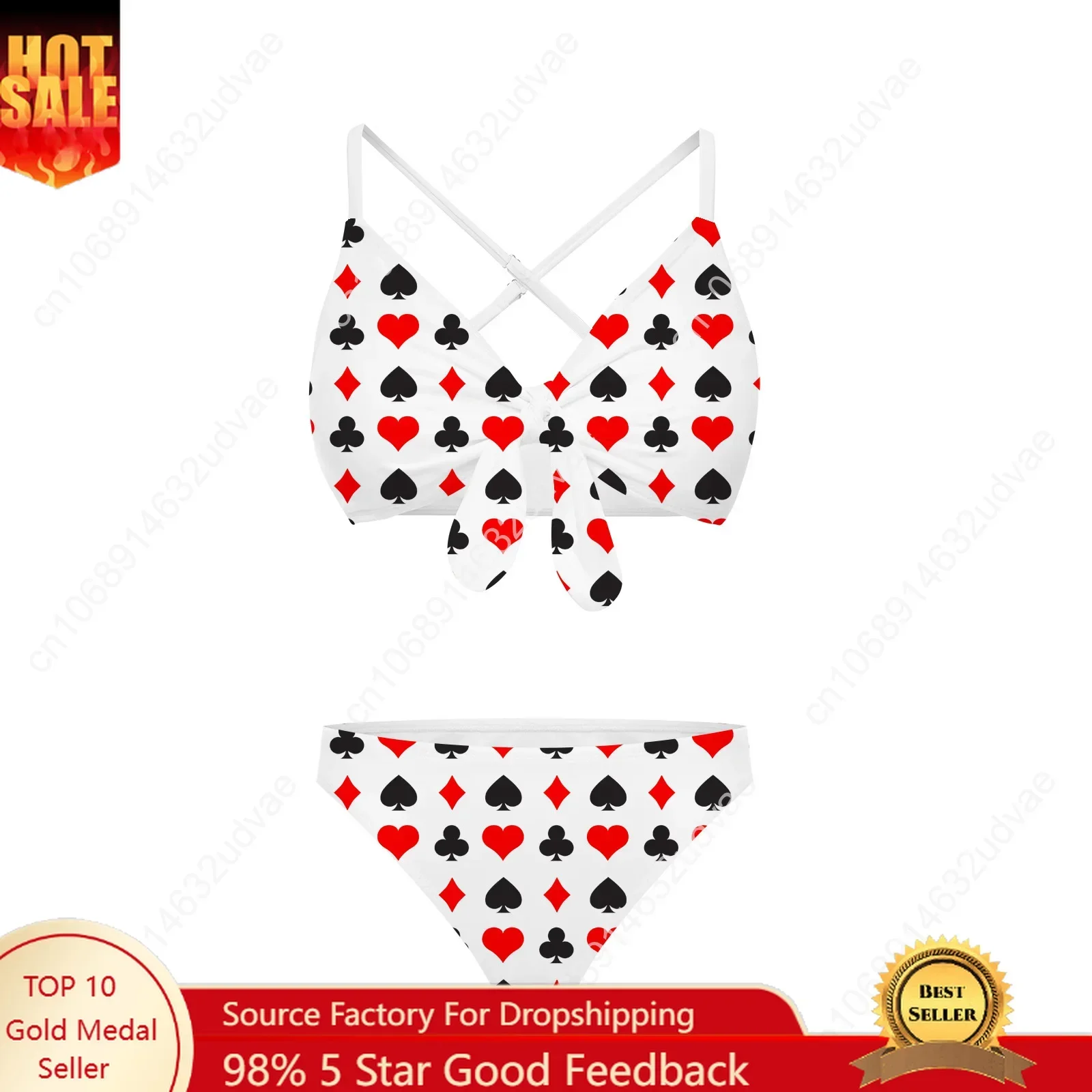 

Playing Cards Bathing Suits Cross Strap Suspenders Swimsuits Womens Personalized Bikini Pool Party Swimwear Customized Beachwear