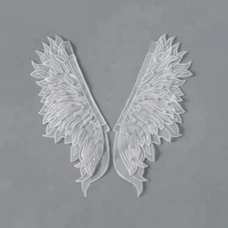 1 Pair of Hot Selling Double-layer Organza Embroidered Angel Wing Patches On The Collar