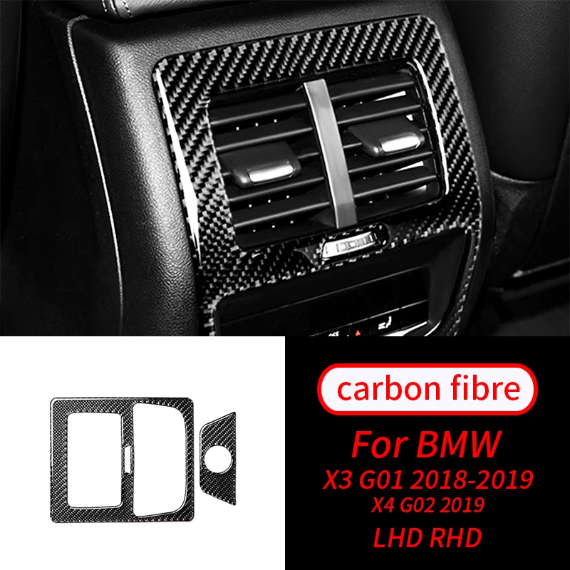 

2pcs Real Carbon Fiber Rear Air Vent Outlet Panel Cover Trim Car Interior Accessories For BMW X3 X4 G02 G01 18-19