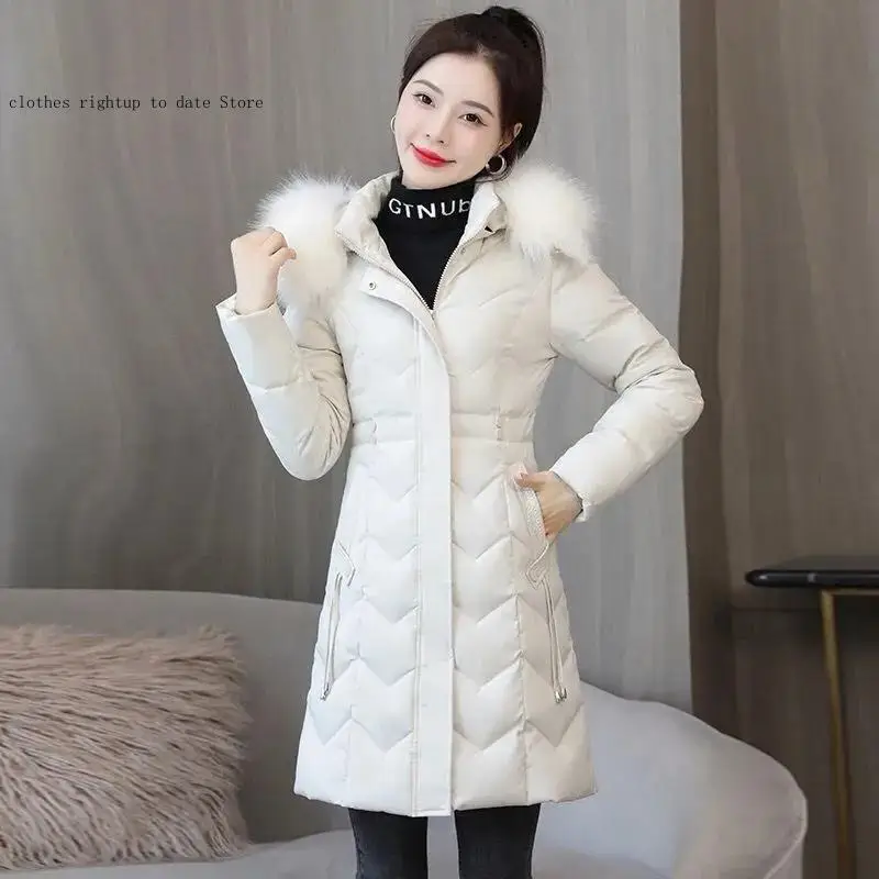 Thick Loose Large Size Padded Jacket Winter Down Cotton Parkas Women's Long Faux Fur Collar Padded Jacket - view 3