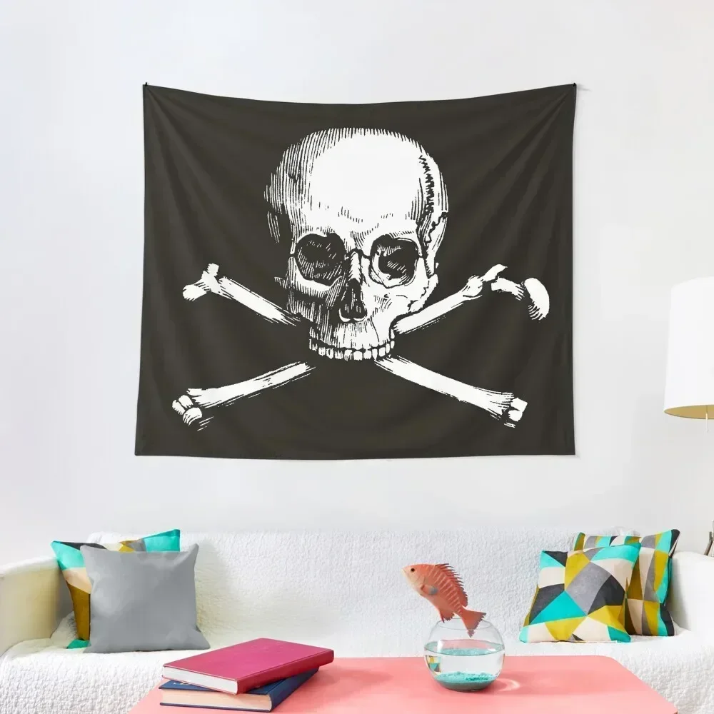 

Skull and Crossbones | Jolly Roger | Pirate Flag | Deaths Head Black and White Skulls and Skeletons Vintage Skull Tapestry