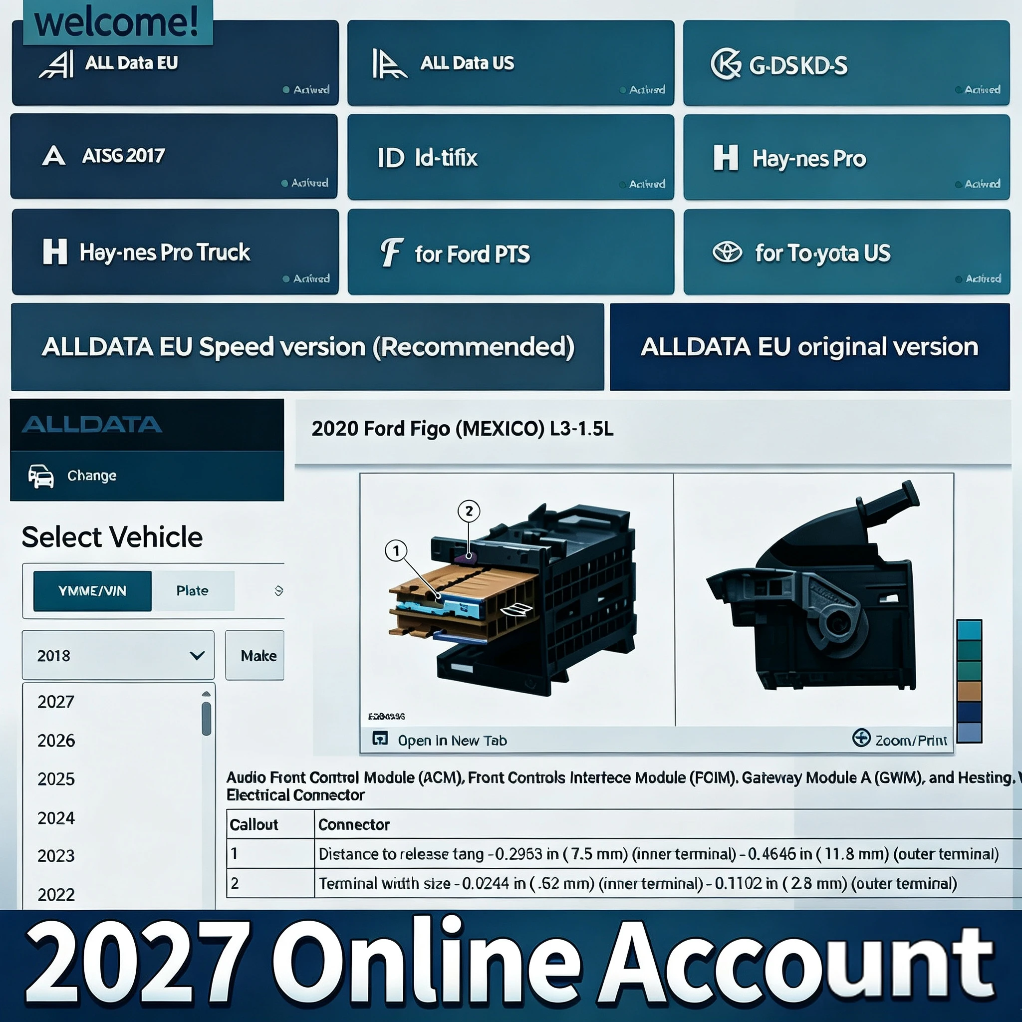 Newest Online Account for AllData US EU Car Data Software Wiring Diagrams Repair All Data Hay-nes PRO Support with Mobile/PC