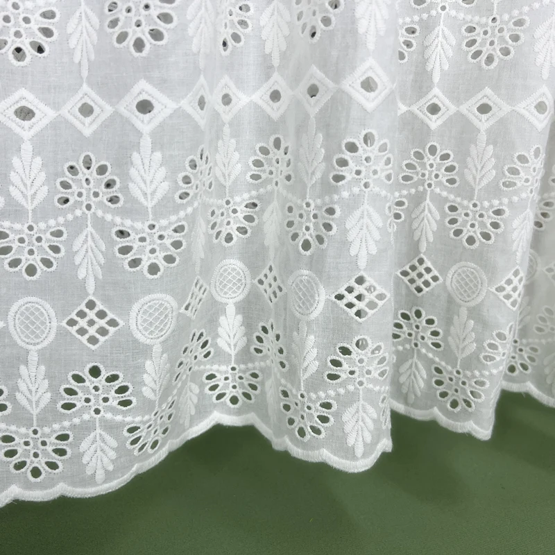 Hollow Embroidered Cotton Fabric for DIY Dress, Clothing-Making Material, Crafting Supplies with Hollow Embroidery Design Fabric view 5