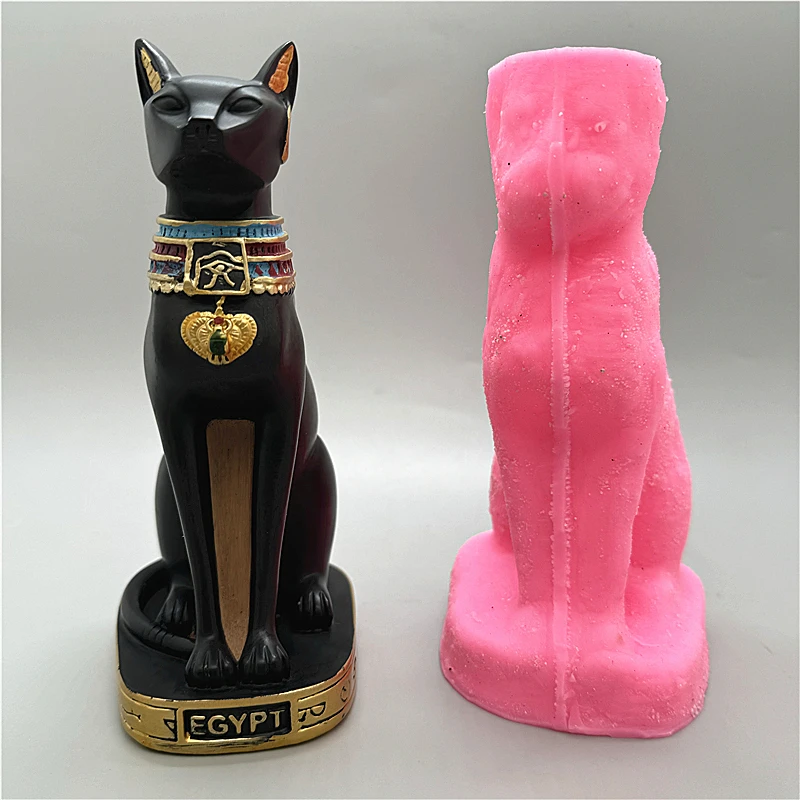 2024 Ancient Egyptian God Cat Silicone Mold DIY Flipped Gypsum Resin Crystal Dropping Gel Aromatherapy Candle Concrete Mold