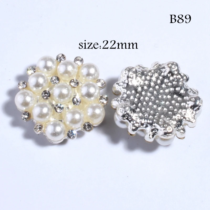 10PCS 17MM New Pearl Wedding Diamond Buttons For Factor Outlets Rhinestones DIY Hair Accessory Decorative