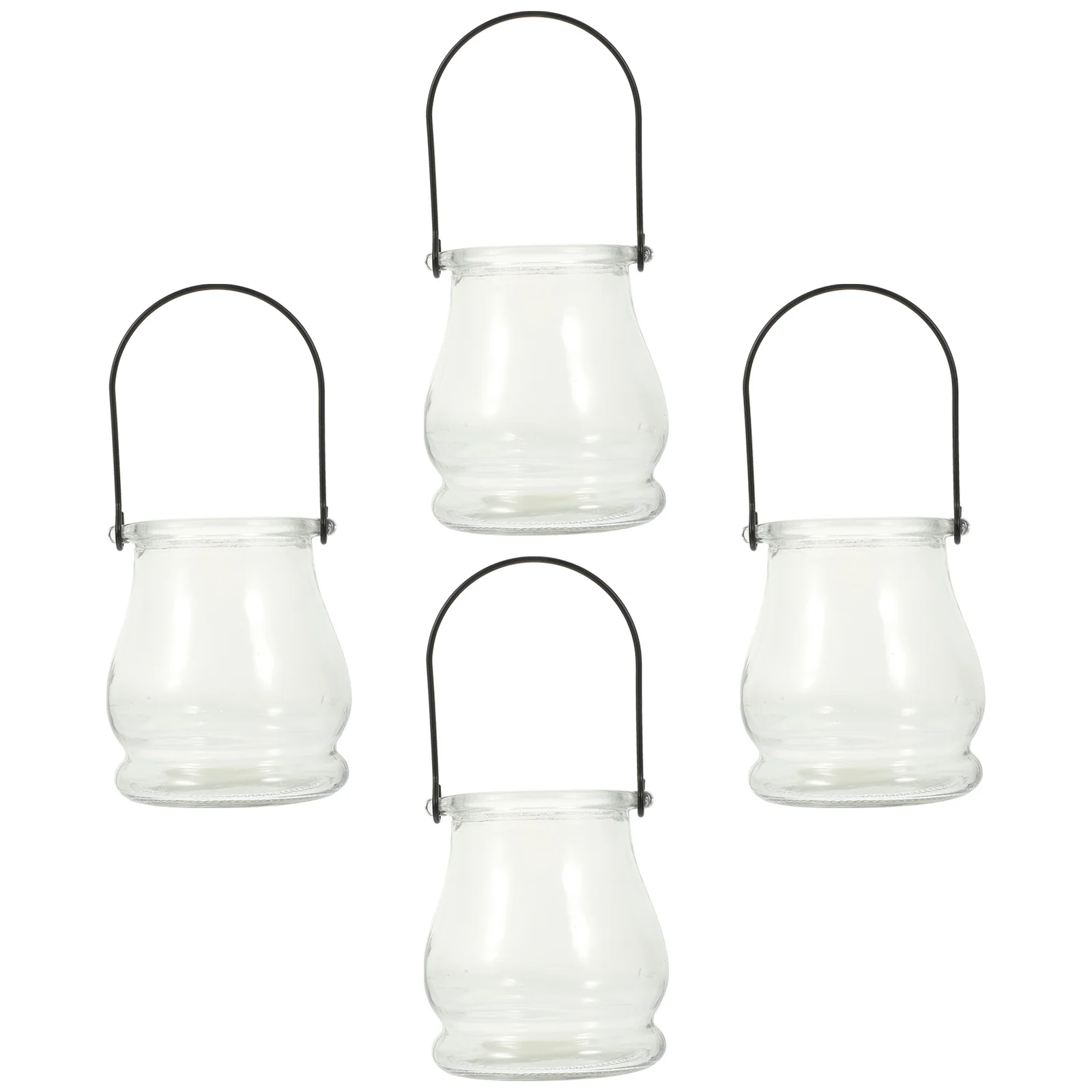 

4Pcs Hydroponic Flower Vase Hanging Glass Holder for Home Decor Wedding Party Decoration Multi Purpose Iron and Glass