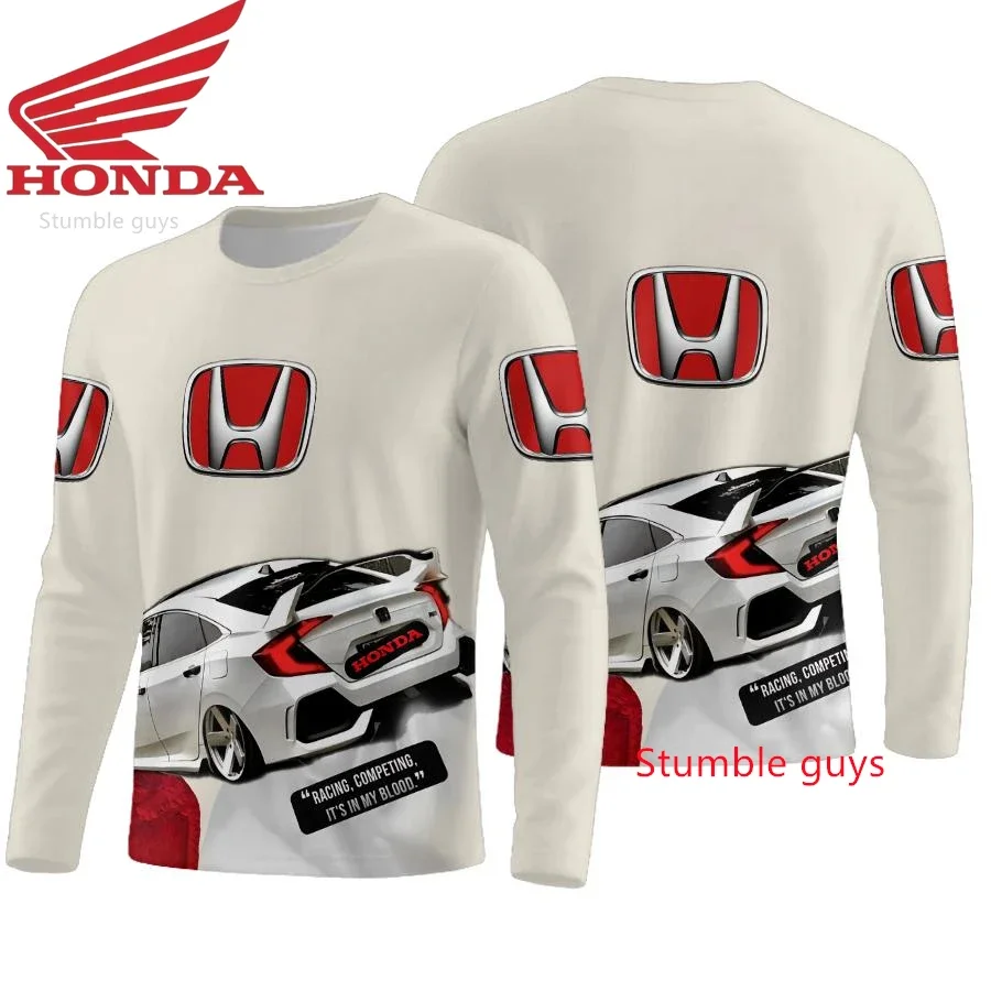 الرجال هوندا كم طويل تي شيرت ربيع الخريف ملابس حريمي غير رسمية الشارع ملابس باردة #2