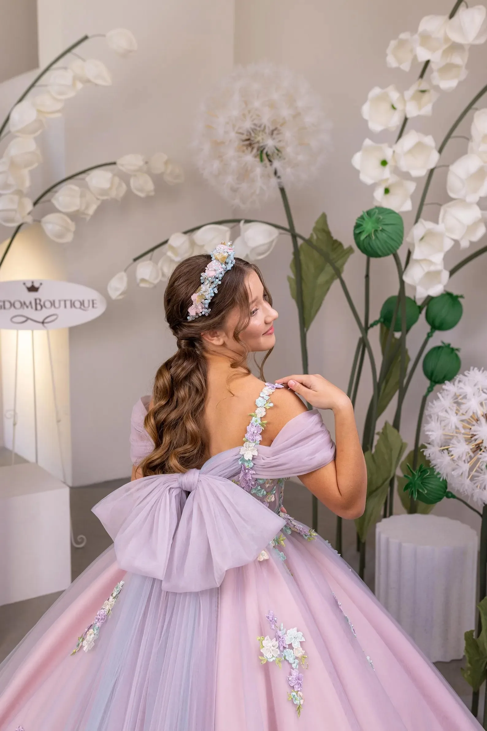 Custom Luxury Flower Girl Dress Wedding Gown Birthday Party Pageant Catwalk Off Shoulder Floral Embroidered Tulle Ball Gown فسات