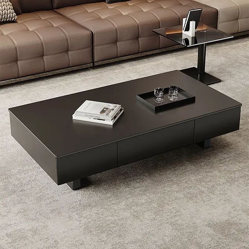Italian rectangular rock slab advanced light luxury coffee table combination small apartment modern simple living room